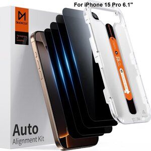 DIMONCOAT Privacy Screen Protectors Military Protection for iPhone 15 Pro